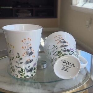Mikasa Tivoli Garden Bone China Mug Set – Botanical Leaf Pattern (Set of 2)